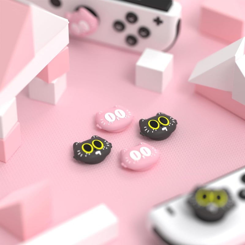 playvital Joystick Caps for Nintendo Switch, Thumbstick Caps for Switch Lite, Analog Cover for OLED Joycon Thumb Grips - Moonlight Cat - Image 4
